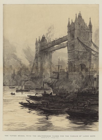 A Tower Bridge, a nagy hajók áthaladására emelt felvonóhíddal alkotó: William Lionel Wyllie